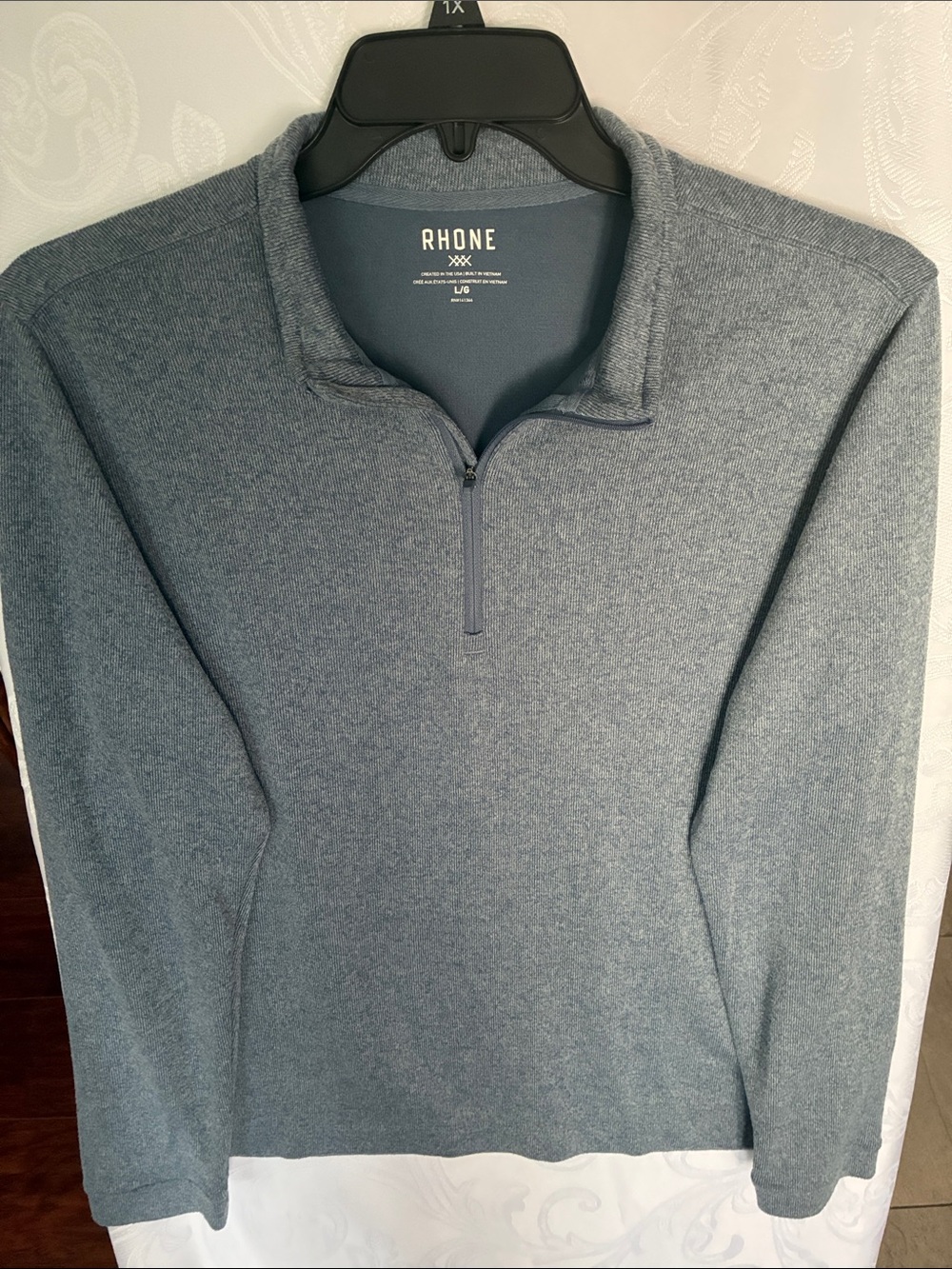 RHONE Men's Slate Blue Quarter-Zip Pullover
